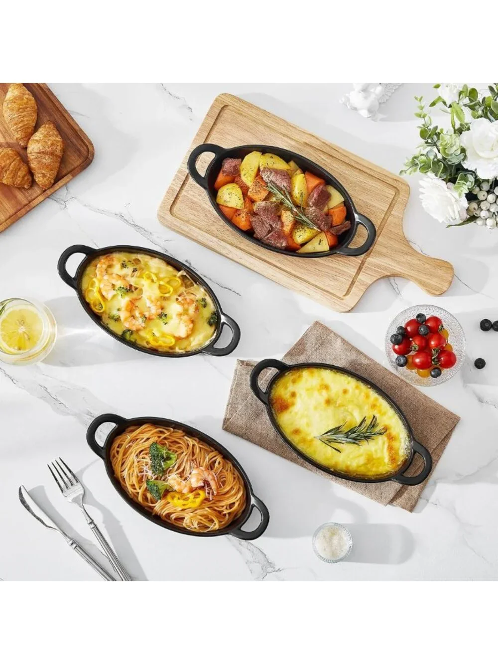 Ceramic Oval Casserole Baking Dishes Set of 4 - 8